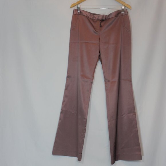 Stella McCartney dust pink flared mid rise trousers silk blend Italy sz 42 M,L